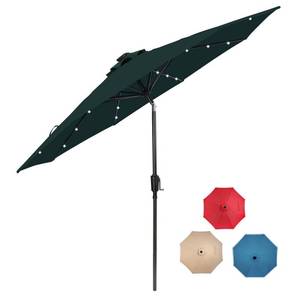 lot 9520 image: SUNNYARD 9FT Solar Umbrella 32 LED Patio Umbrellas with Tilt and Crank,Table Market Outdoor Umbrella for Garden,8 Ribs (GREEN)