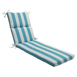 lot 9537 image: Pillow Perfect Stripe IndoorOutdoor Split Back Chaise Lounge Cushion with Ties, Plush Fiber Fill, Weather, and Fade Resistant, 72.5 x 21, BlueWhite Cabana Stripe, 1 Count