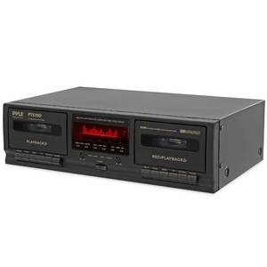 lot 9557 image: Pyle Dual Cassette Deck Stereo - Compact & Portable Hi-Fi Tape Recorder Player with Digital Professional Noise Reducing System, Automatic Recording, RCA Cables - Record & Play AudioMusic - PT639D - Retail $146.04