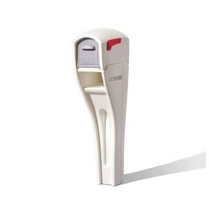 lot 9561 image: Step2 Mail Master Streamline White OverPost Mounted Plastic Mailbox - Retail $79.98