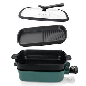 lot 9605 image: AEWHALE Electric Non-Stick Skillet with Removable PlatePotLid,3-in-1 Multifunctional Electric Grill,1500W Party Griddle for Cooking Meats &Pancake