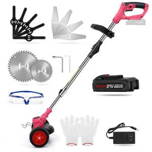 lot 9613 image: HUDAEN� 21V Cordless Grass Trimmer Weed Wacker with 2.0Ah Battery, 3-in-1 Lawn Trimmer Lawn Edger for Garden and Yard with Wheel, Lightweight Adjustable Height Weed Eater Tool (Red)
