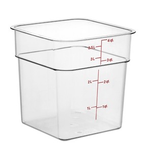 lot 2037170 image: Classic 4 Qt. Clear Square Polycarbonate Food Storage Container -USED