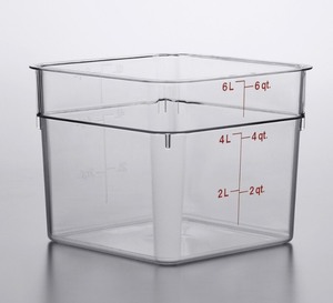 lot 2037178 image: Classic 6 Qt. Clear Square Polycarbonate Food Storage Container No Lid- USED