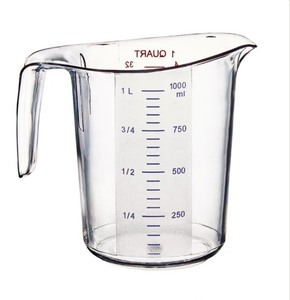lot 2037297 image: Choice 1 Qt. (4 Cups) Clear Plastic Measuring Cup with Graduations