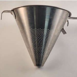 lot 2037322 image: Commercial Kitchen 9.25 Conical Stainless Steel Soup Strainer 8.25 Deep
