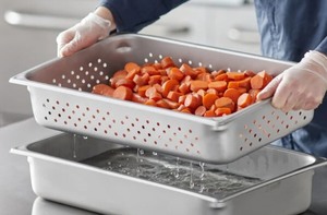 lot 2037362 image: Vigor Full Size 4 Deep Anti-Jam Perforated Stainless Steel Steam Table  Hotel Pan - 22 Gauge