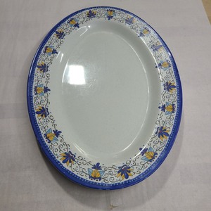 lot 2037379 image: Commercial Kitchen Floral Pattern Plastic Serving Platter - 21Lx 15W