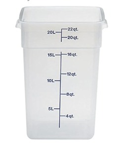 lot 3626102 image: Square Translucent 22 Qt Food Storage Container USED
