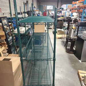 lot 3626289 image: Commercial Kitchen Rack Green Wire Rack with 4 Shelves 5FtLx67inHx1FtW