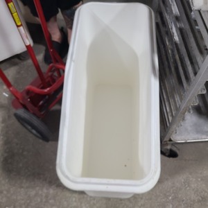 lot 3626329 image: 26.5Lx10Wx18D Dry Food Storage Bin with Wheels