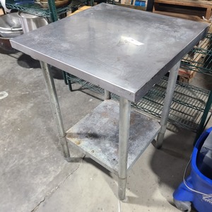 lot 3626350 image: Commercial Kitchen Stainless Steel Prep Table with Storage Shelf 2Ftx2Ft