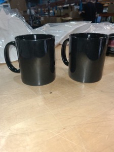 lot 3626488 image: Commercial Kitchen 3 Finger Black Ceramic Mug Set of 2