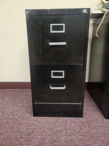 lot 3625020 image: Black 2-Drawer File Cabinet 29in Long (Cosmetic Damage)