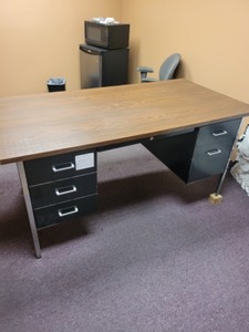 lot 3625188 image: Industrial Desk Laminate Top Mid Century Modern