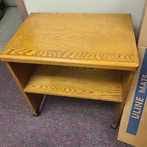lot 3625335 image: Wooden Rolling Shelf Cabinet - Oak 2ftL x 16inW