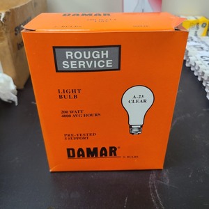 lot 3625349 image: Rough Service A-23 200W Light Bulb 2 Bulb Pack Clear