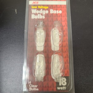 lot 3625354 image: Ace Low Voltage Wedge Base Bulbs Clear 18W 12V 4 Pack