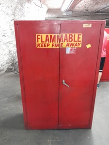 lot 3625411 image: Metal Fire Locker, used, some grease stains, use marks