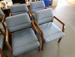 4 Blue waiting room chairs.