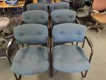 6 Metal frame blue waiting chairs.