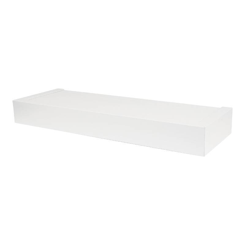lot 42356 image: HIGH & MIGHTY 515651 Modern 18 Floating Shelf Holds up to 15lbs, Easy Tool-Free Dry Wall Installation, Flat, eCommerce Packaging, White Retail $39