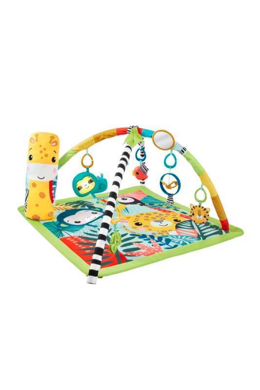 lot 41870 image: Fisher-Price Newborn to Toddler Playmat 3-in-1 Rainforest Sensory Gym with Tummy Wedge, 5 Baby Toys and Music & Lights Sloth