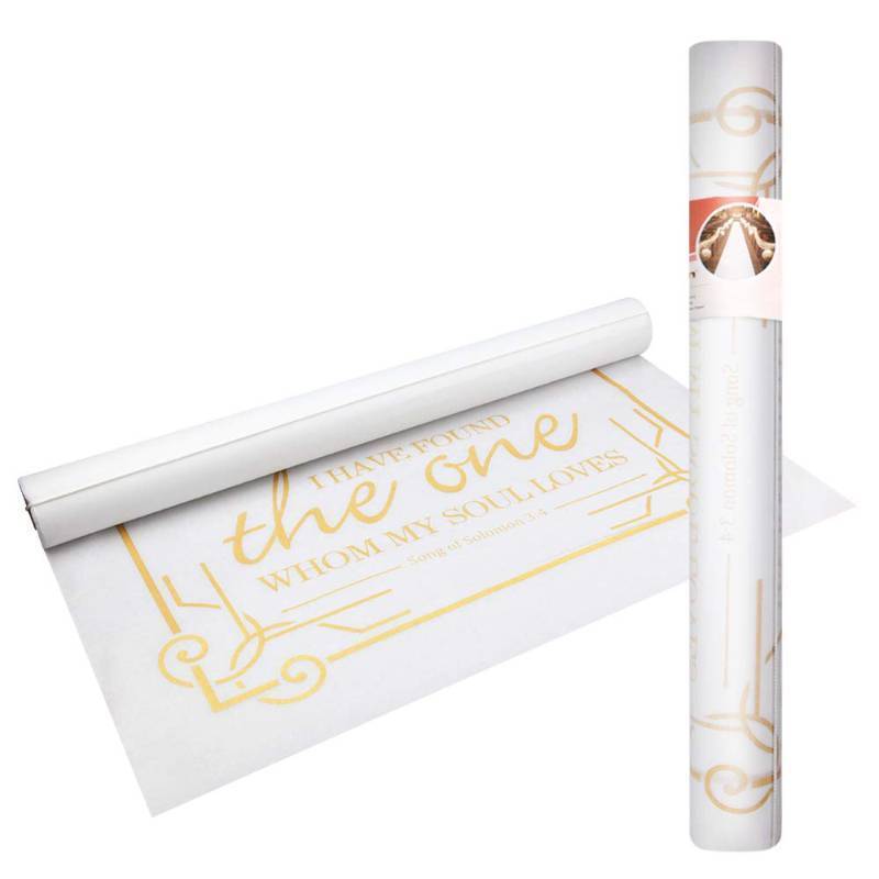 lot 42097 image: Venker Wedding Decorations Aisle Runner for Outdoor and Indoor, Gold Printing,100ft X3ft,Polyester Paper Convenient for Single Use Retail $23