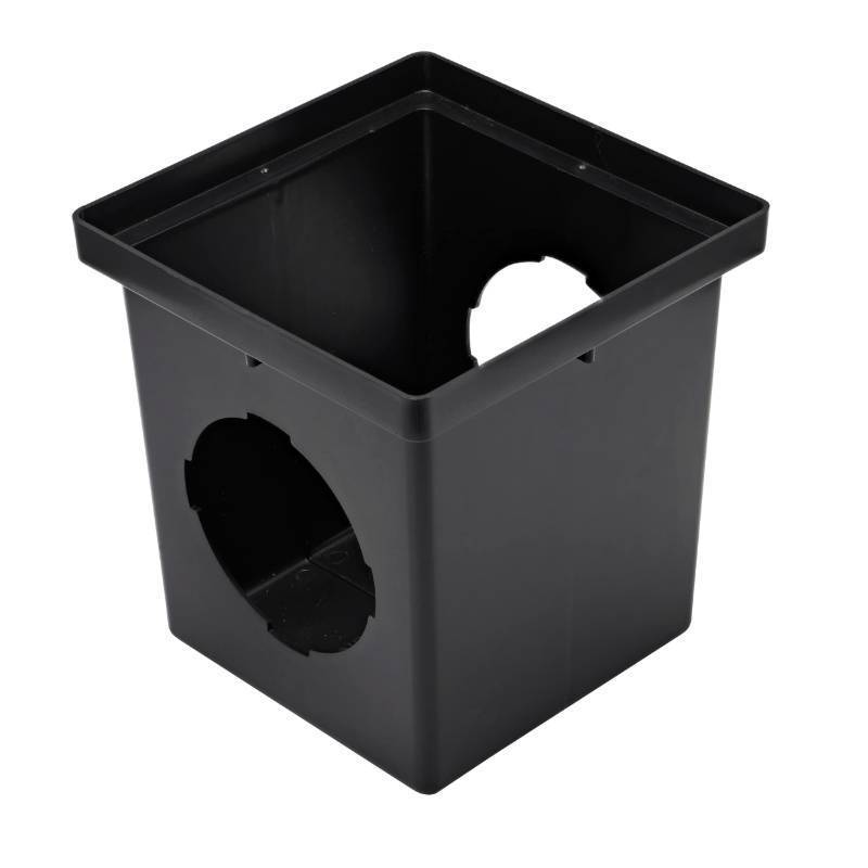 lot 41595 image: NDS 1200 Square Catch Basin Drain with 2 Openings (Black) Retail $34