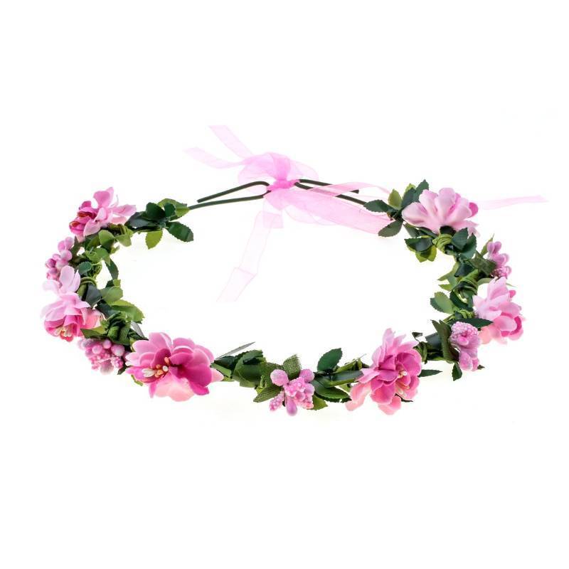 lot 41613 image: Love Sweety Flower Headband Floral Crown Garland Halo for Wedding Festival (Pink)