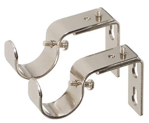 lot 41323 image: Ivilon Short Projection Brackets for Curtain Rods - for 1 or 1 18 Inch Rods. Set of 2 - Brushed Nickel
