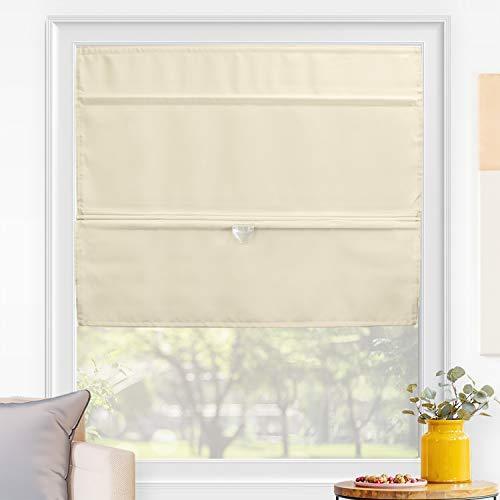 lot 41393 image: CHICOLOGY Roman Shades for Windows, Home , Window Treatments , Room Darkening Shade, 23W X 64H, Runway Tan (Light Filtering) Retail $34