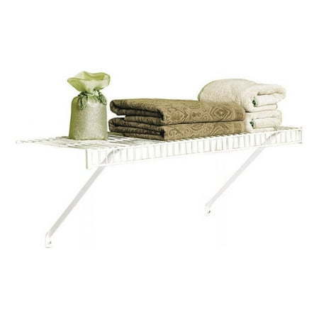lot 41418 image: Rubbermaid 38 x 12 Steel White Linen Shelf Kit. Holds up to 10 lbs. Retail $28