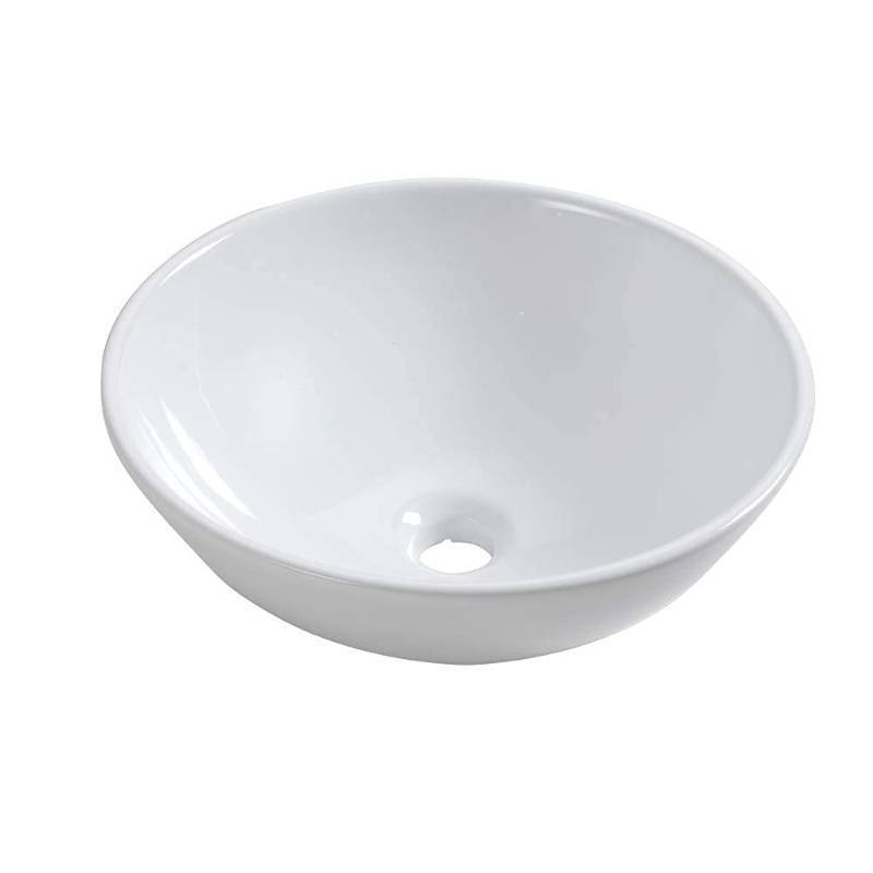 lot 41424 image: Vessel Sink Round - Sarlai 13x13 Modern Small Bathroom Sink Round Bowl Above Counter White Porcelain Ceramic Bathroom Vessel Vanity Sink Art Basin. Retail $60