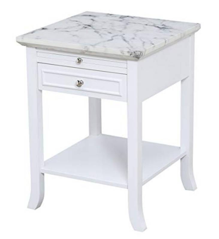 lot 41273 image: Convenience Concepts American Heritage Logan 1 Drawer End Table w Pull-Out Shelf (White) Retail $117