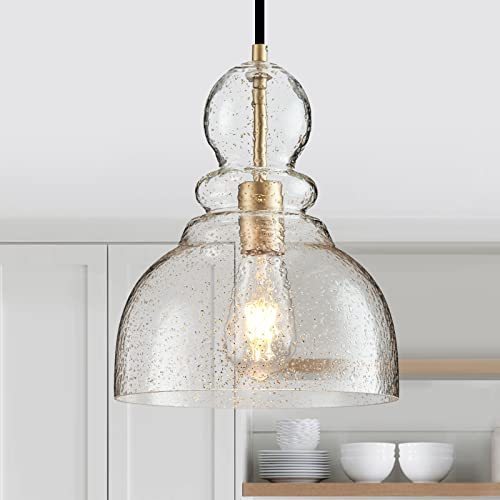 lot 27808 image: FookChak 10-Inch Hanging Pendant Light (Gold Sand Glass) Retail $87