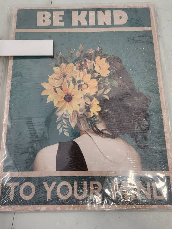 lot 24120 image: Be Kind To Your Mind canvas sign 15x11.5