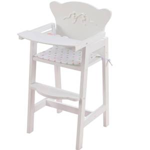 lot 42703 image: KidKraft Tiffany Bow Scalloped-Edge Wooden Lil Doll High Chair with Seat Pad - White, Gift for Ages 3