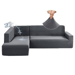 lot 42711 image: Arfntevss 100% Waterproof Sectional Couch Covers L Shape Sofa Cover for Dogs Stretch 2 Pieces Jacquard L-Shaped Slipcovers Set Living Room Non Slip Furniture Protector for Kids Pet Cat (black) Retail $88