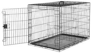 lot 42713 image: Amazon Basics Durable, Foldable Metal Wire Dog Crate with Tray, Single Door, 48 Inches, Black Retail $84