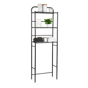 lot 42719 image: Mind Reader Over The Toilet Storage Rack, Bathroom Organizer, Bathroom Shelves, Metal, 23.5 L x 10.25 W x 70.5 H, Black Retail $20
