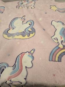 lot 42720 image: Unicorn Gifts Toys for Kids Girls - Glow in The Dark Blanket Age 1-13 Years Old Birthday Halloween Easter Decor Toddler Teen Daughter Grandkids Rainbow Stars Throw 50x60 Retail $30