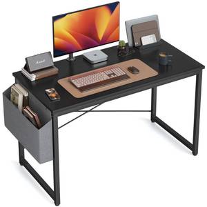 lot 42722 image: Cubiker Computer Desk 47 inch Home Office Writing Study Desk, Modern Simple Style Laptop Table with Storage Bag, Black Retail $70