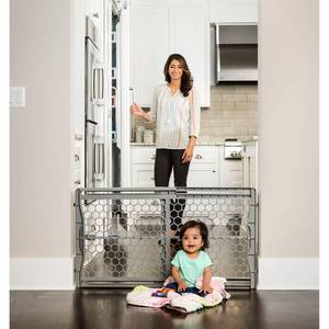 lot 42743 image: Regalo Plastic Baby Safety Gate Gray Sturdy Plastic Frame Ages 6 to 24 Months