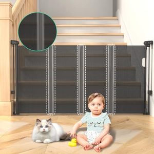 lot 27939 image: Retractable Baby Gates, Pet Gate with Cat Door - 33 Tall, Extends to 55 Wide Dog Gate for Stairs, Mesh Baby Gate with Door for CatsSmall Dogs, Easy Install for Doorways, Indoor &Outdoor Retail $50