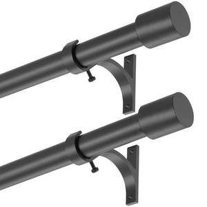 lot 27940 image: Matte Black Curtain Rods for Window 36-72, Curtain Rods 2 Pack, Heavy Duty 1 Inch Diameter Single Curtain Rod, Decorative Curtain Rod with End Cap Finials, Adjustable Drapery Rods Window Curtain Rods Retail $33