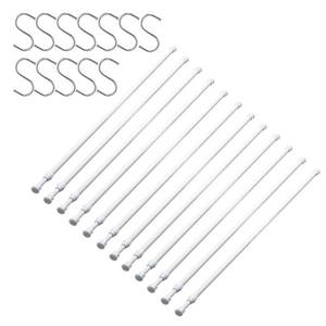 lot 42681 image: 12 Pack Tension Rods for Windows 28 to 48 Inch Spring Tension Rod Adjustable Metal No Drill Curtain Rod for Windows, Shower, Door, Kitchen (White, 12 Pack) Retail $30