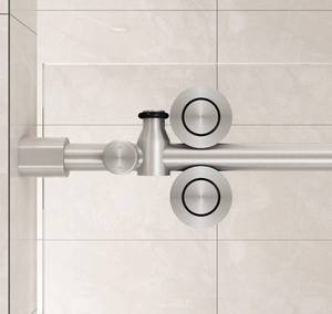 lot 42691 image: DIYHD FSSTAIN Frameless Sliding Track Surface barn Shower Door Hardware-no Glass, 5ft-Satin, Stainless Steel Retail $195