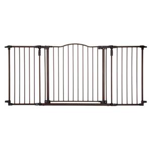 lot 42778 image: Toddleroo by North States 72 wide Deluxe Baby Gate Sturdy safety gate with one hand operation. Extra wide baby gate. Hardware Mount. Fits 38.3 - 72 Wide. (30 Tall, Matte Bronze) Retail $100