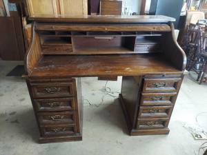 lot 4502 image: Rolltop Desk - Has Been Disassembled To Remove from House, Drawer Needs Repaired